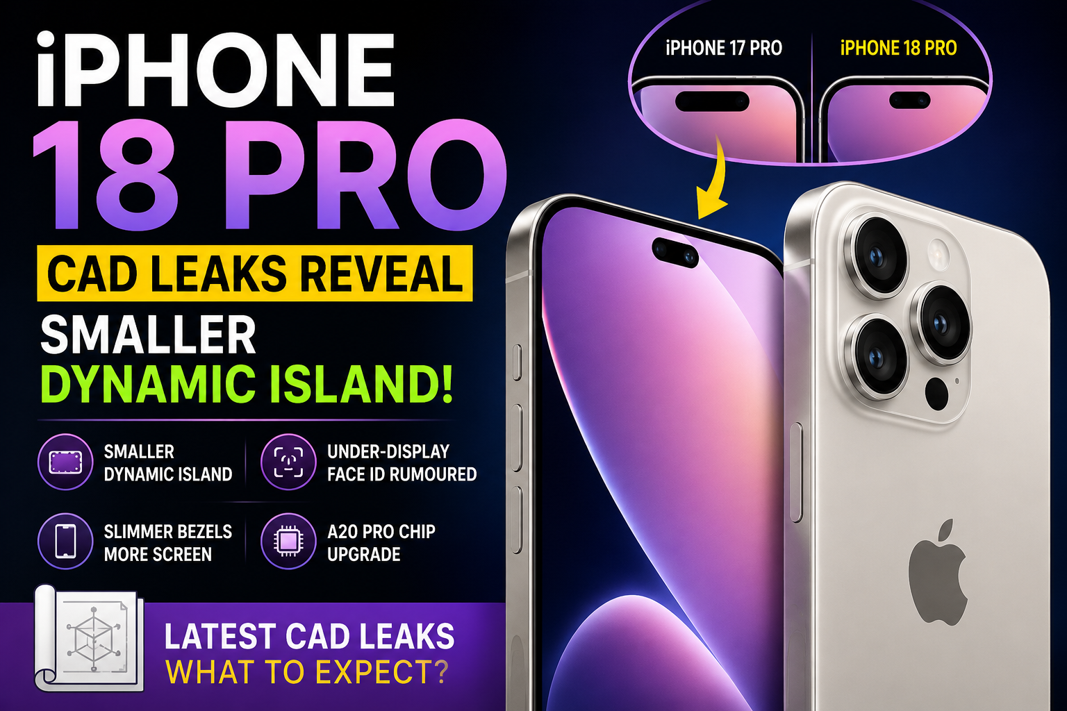 iPhone 18 Pro CAD Leaks Surface Online: Smaller Dynamic Island Expected