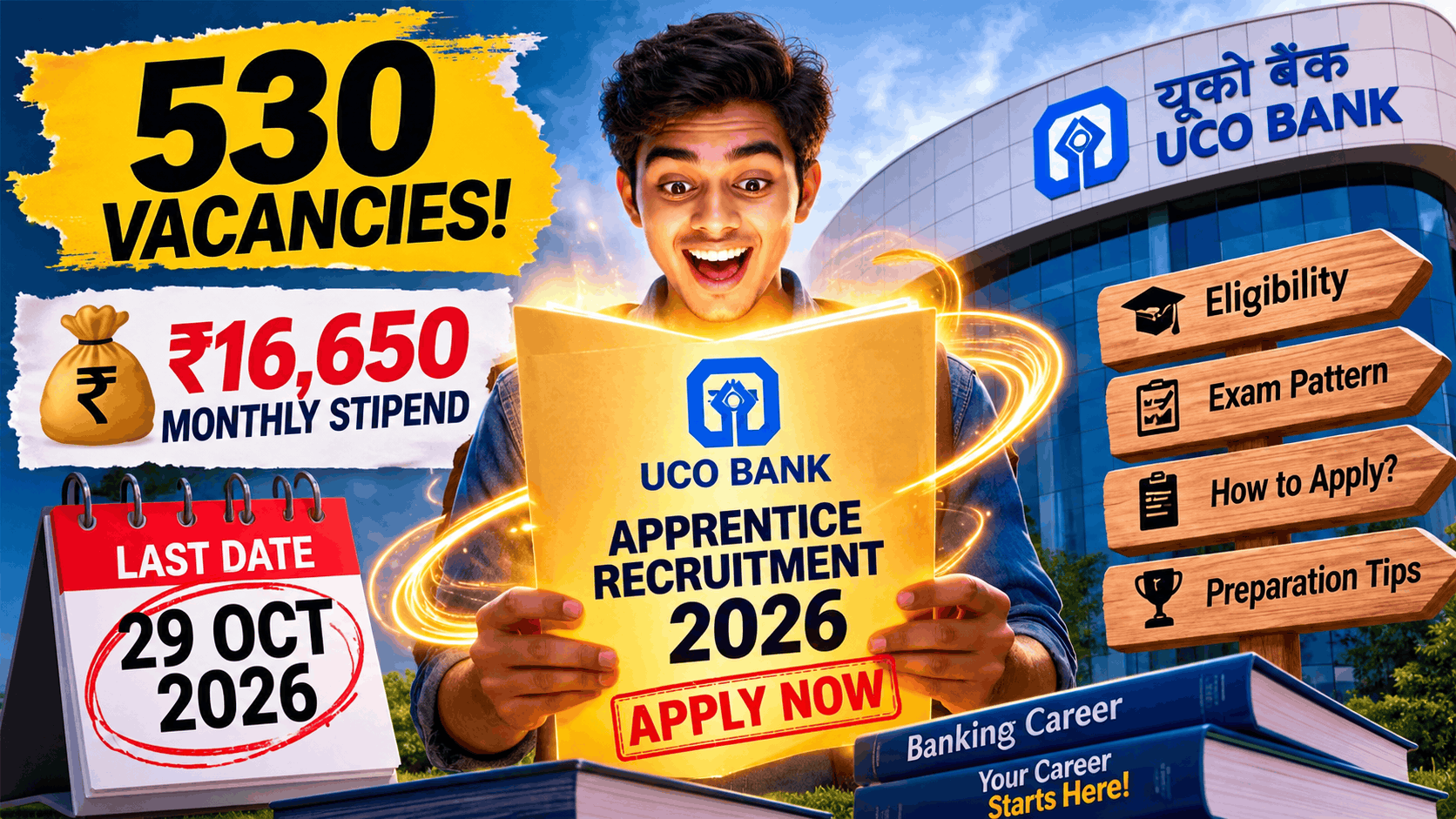530 UCO Bank Apprenticeships Open: ₹16,650 Monthly Stipend, Eligibility and Last Date