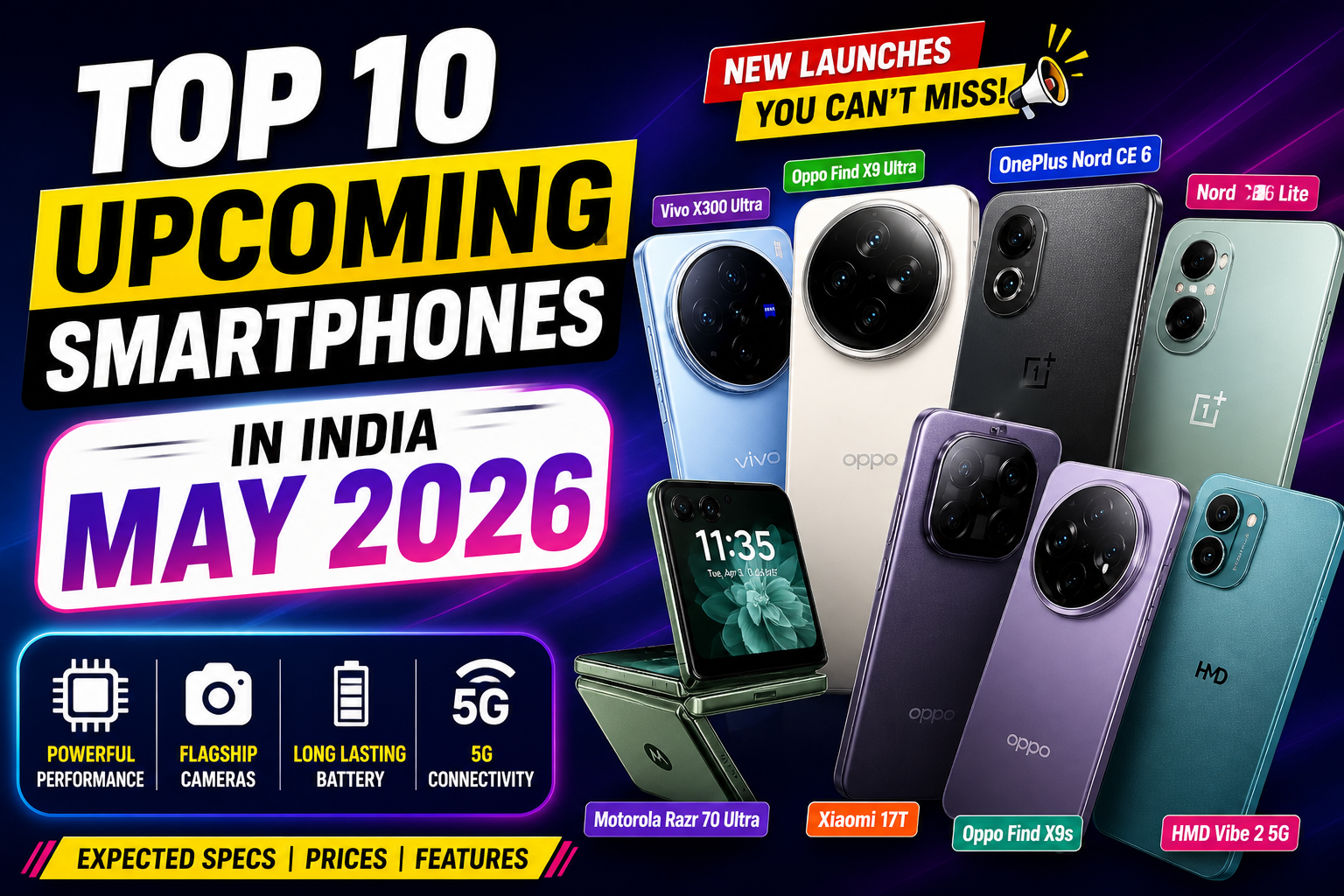 Top 10 Upcoming Smartphones in India in May 2026