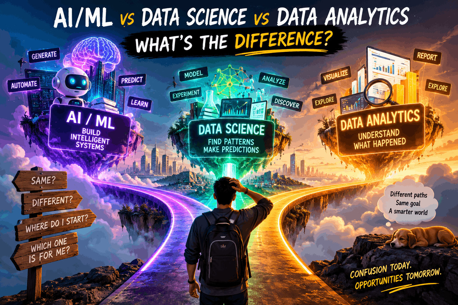 AI/ML vs Data Science vs Data Analytics: What's the Difference?